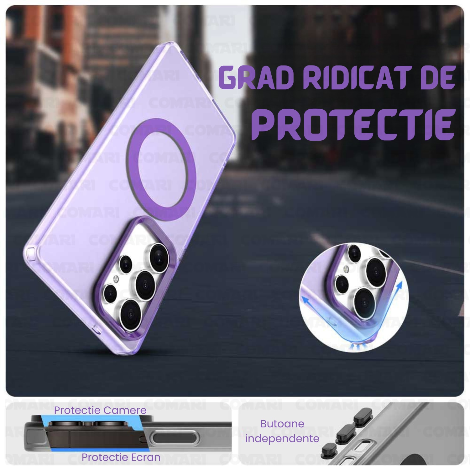 Husa pentru Samsung Galaxy S25 Ultra Comari® CandyMag, compatibila MagSafe, protectie completa, finisaj antiamprenta, Mov