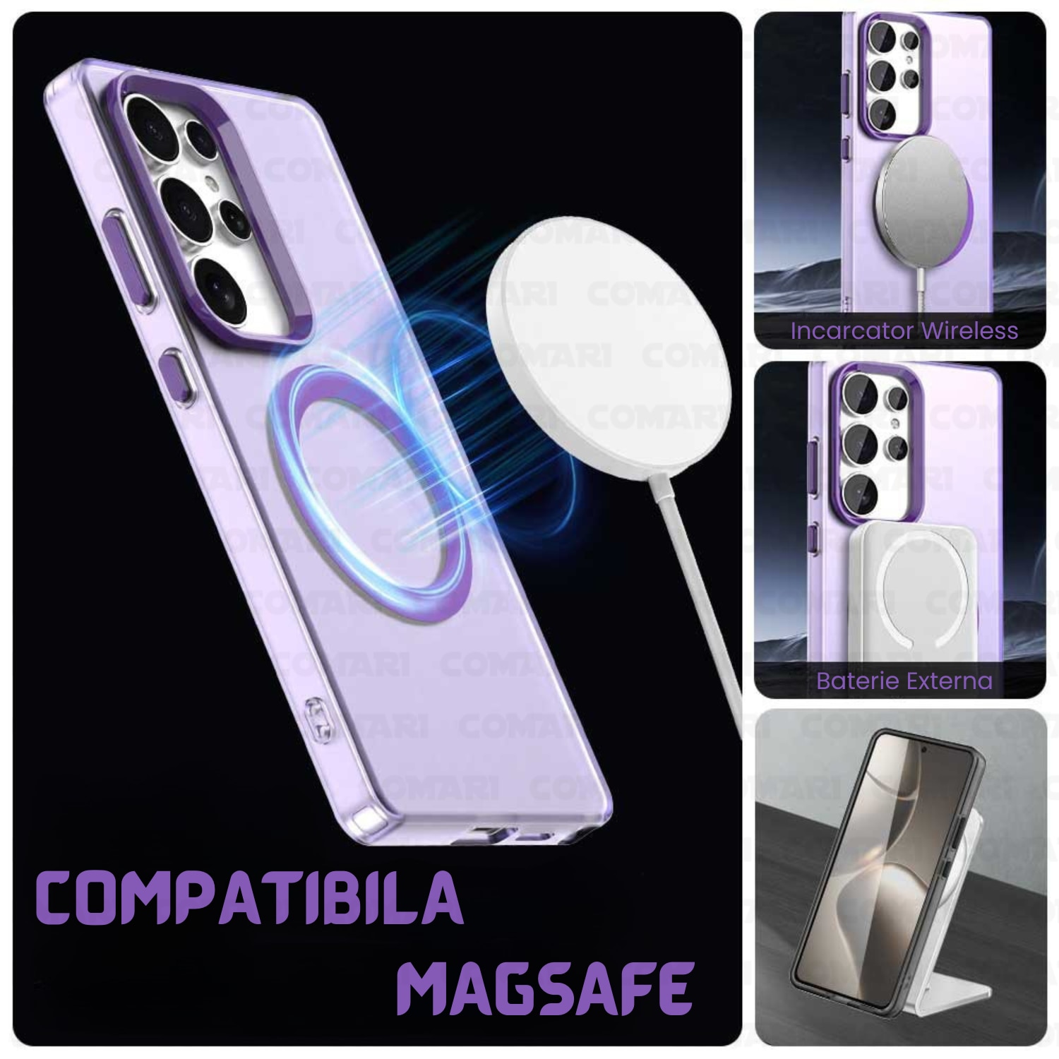 Husa pentru Samsung Galaxy S25 Ultra Comari® CandyMag, compatibila MagSafe, protectie completa, finisaj antiamprenta, Mov