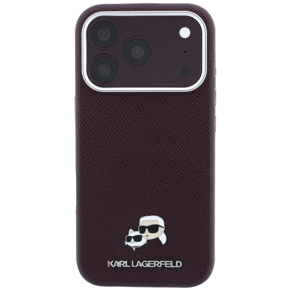 Husa Karl Lagerfeld Grained Choupette Head Metal cu MagSafe compatibila cu iPhone 17 Pro Max / 18 Pro Max, Burgundy