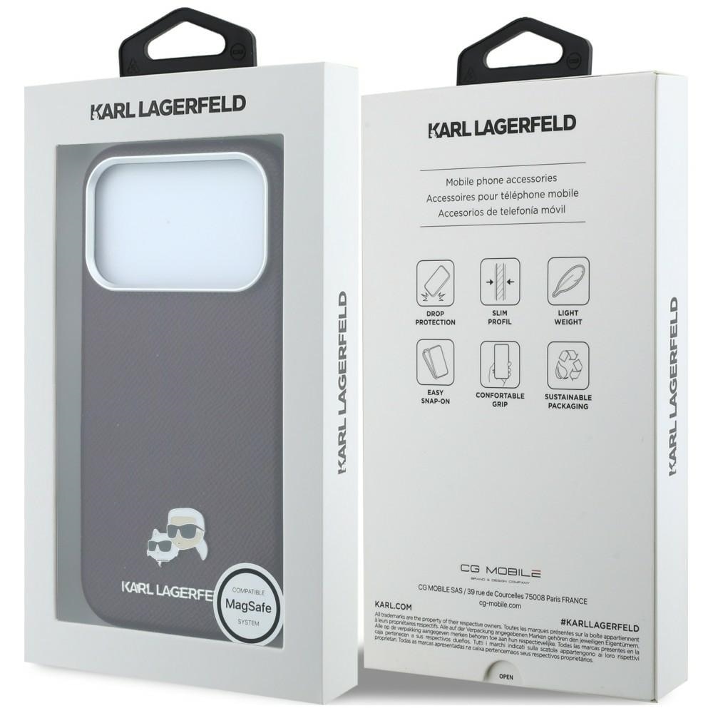 Husa Karl Lagerfeld Grained Choupette Head Metal cu MagSafe compatibila cu iPhone 17 Pro Max / 18 Pro Max, Burgundy