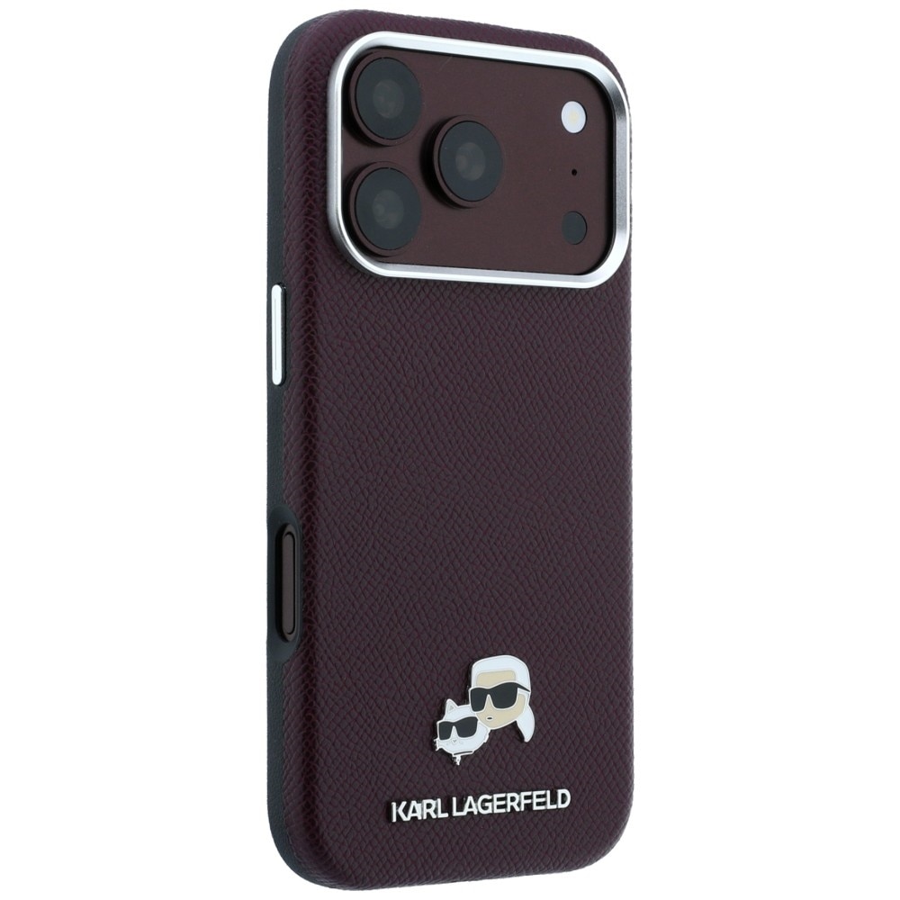 Husa Karl Lagerfeld Grained Choupette Head Metal cu MagSafe compatibila cu iPhone 17 Pro Max / 18 Pro Max, Burgundy