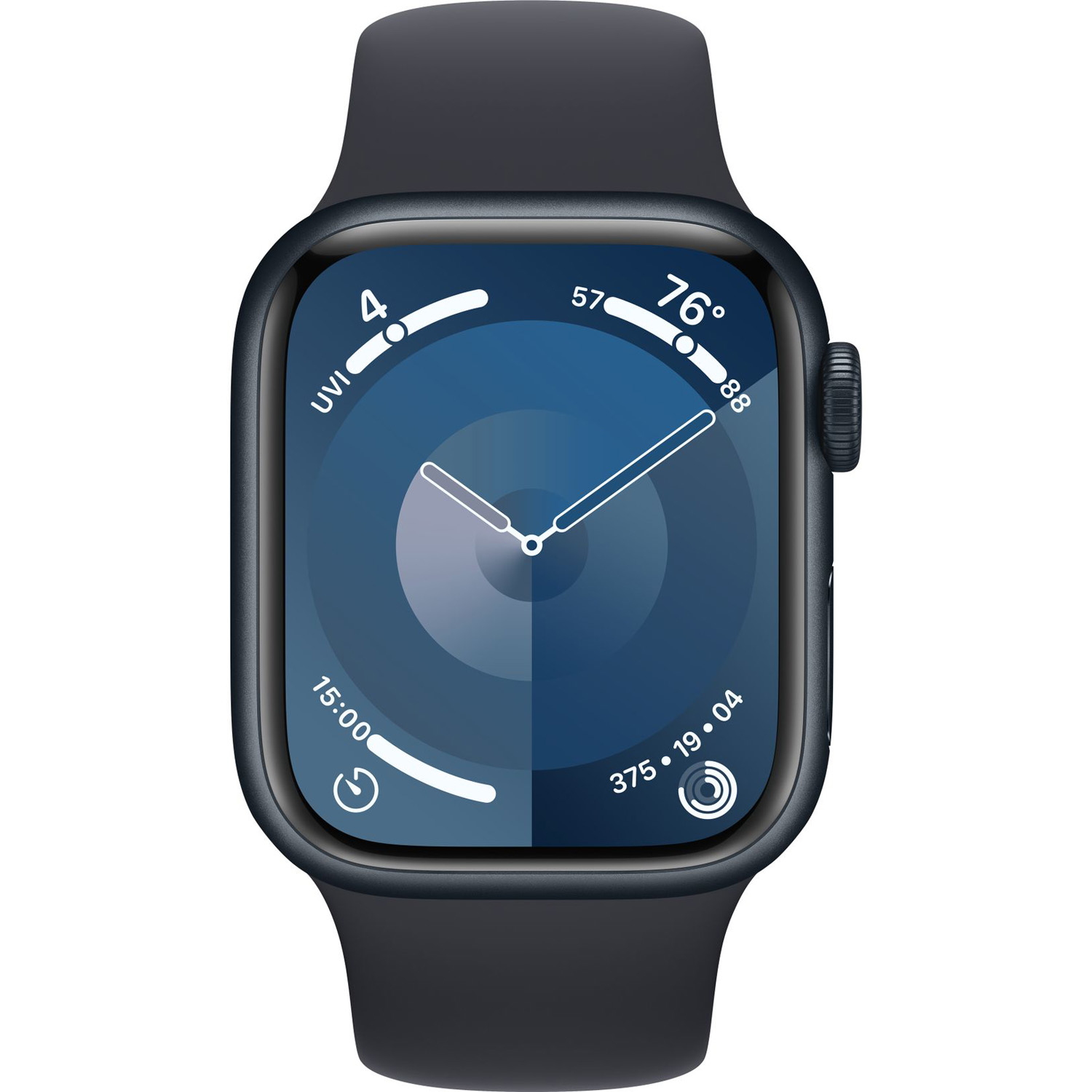 Ceas Smartwatch Apple Watch Series 9, GPS, 45mm Midnight Aluminium Case, Midnight Sport Band - M/L