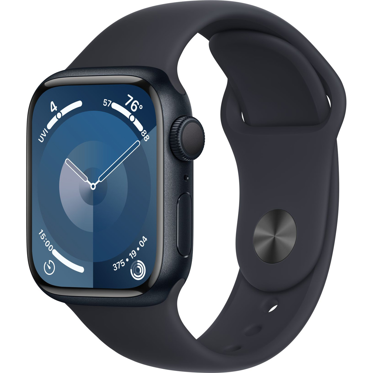 Ceas Smartwatch Apple Watch Series 9, GPS, 45mm Midnight Aluminium Case, Midnight Sport Band - M/L
