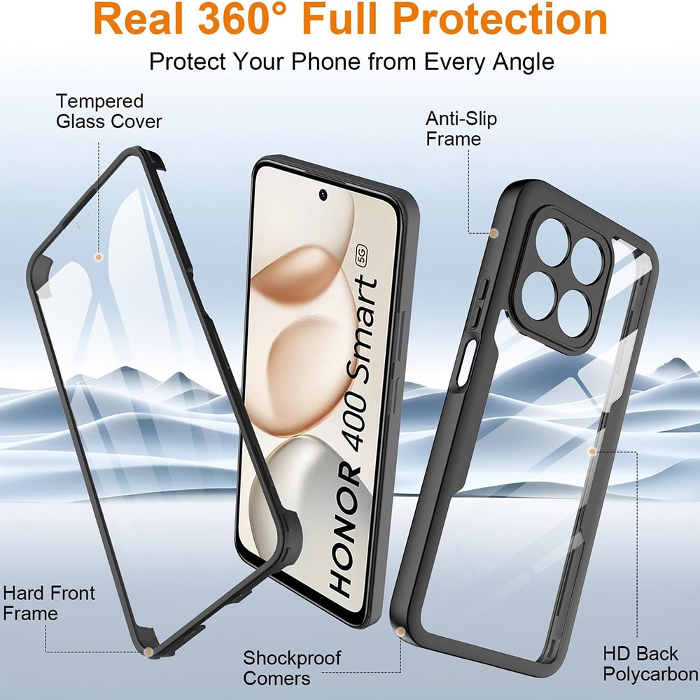 Husa 360° (fata + spate) pentru Honor 400 Smart 5G / 400 Smart 4G / X7d 4G, Accesorio ColorVerse, Black