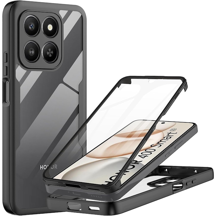 Husa 360° (fata + spate) pentru Honor 400 Smart 5G / 400 Smart 4G / X7d 4G, Accesorio ColorVerse, Black