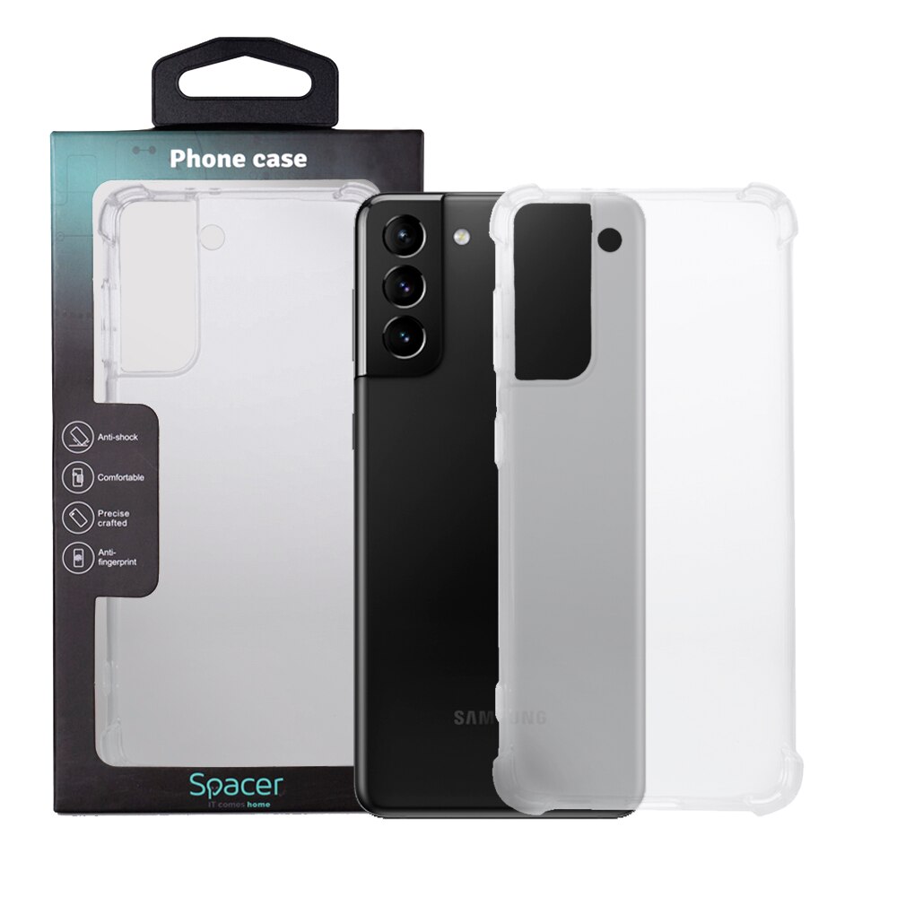 Husa de protectie Spacer pentru Samsung Galaxy S21 Plus, material flexibil TPU, Transparenta