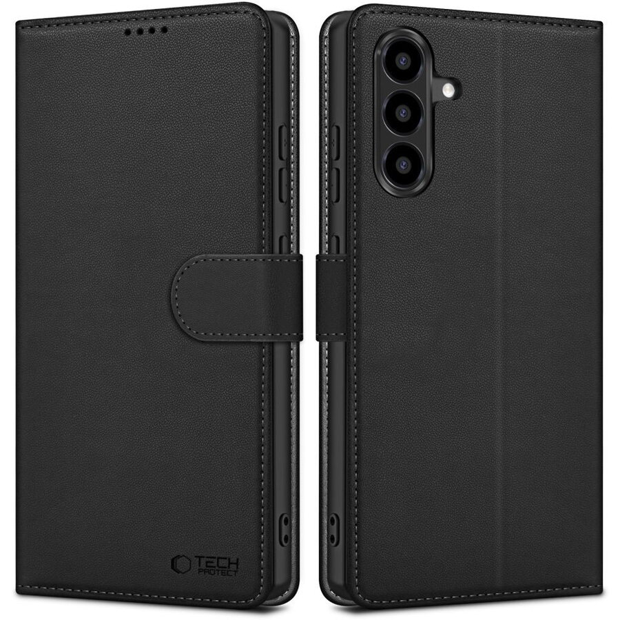 Husa Tech-Protect Wallet pentru Galaxy A36 5G, tip portofel, negru mat