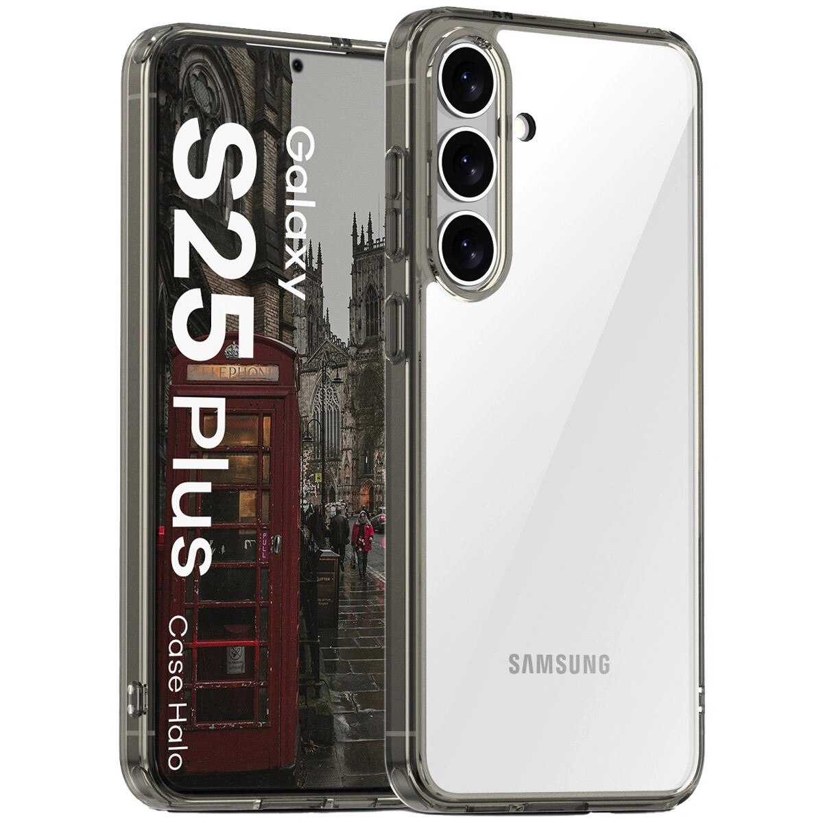 Husa Bizon Case Halo pentru Samsung Galaxy S25 Plus, fumuriu-negru