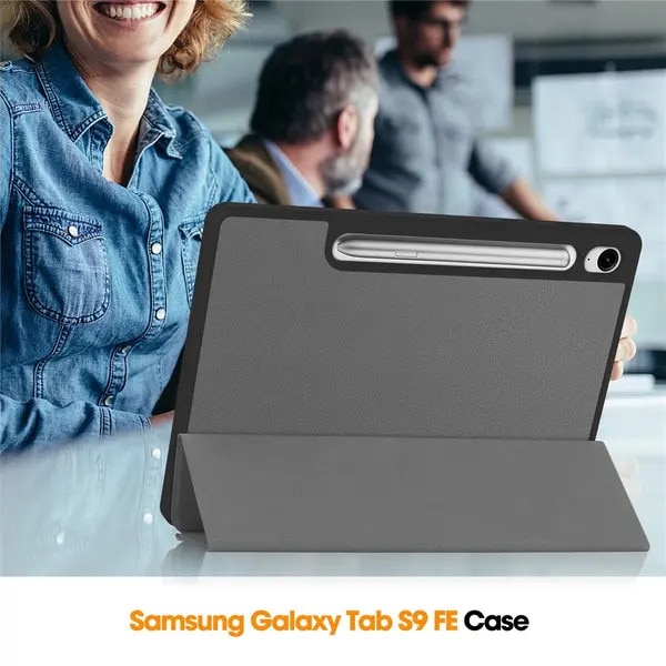 Husa pentru Samsung Galaxy Tab S10 Lite, din piele PU cu spate din plastic dur si interior din microfibra, suport stand si slot pentru S Pen, gri