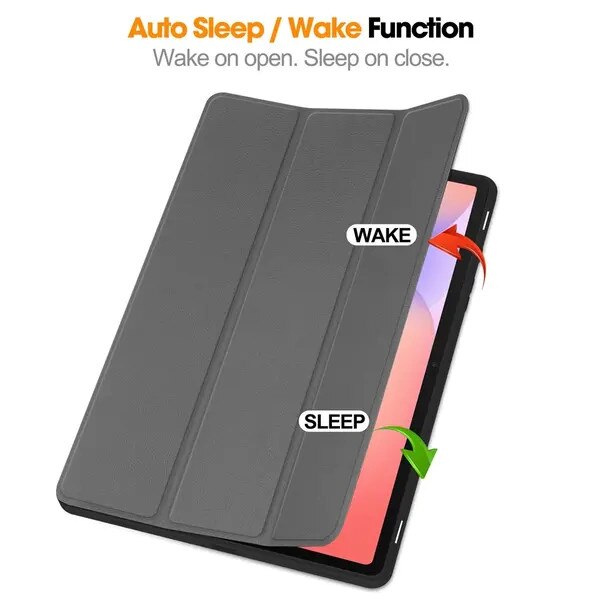 Husa pentru Samsung Galaxy Tab S10 Lite, din piele PU cu spate din plastic dur si interior din microfibra, suport stand si slot pentru S Pen, gri
