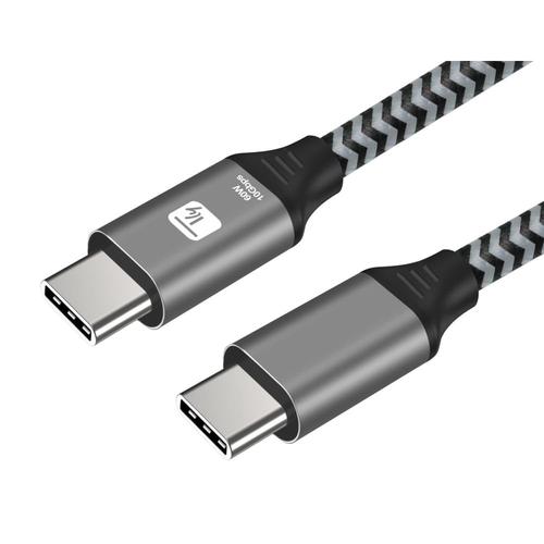 Cablu USB-C tata - USB-C tata, USB 3.2, 60W, SuperSpeed 10Gbps, 3A, Aluminiu, 2m, Techly ICOC MU3CC-60W20B, Negru