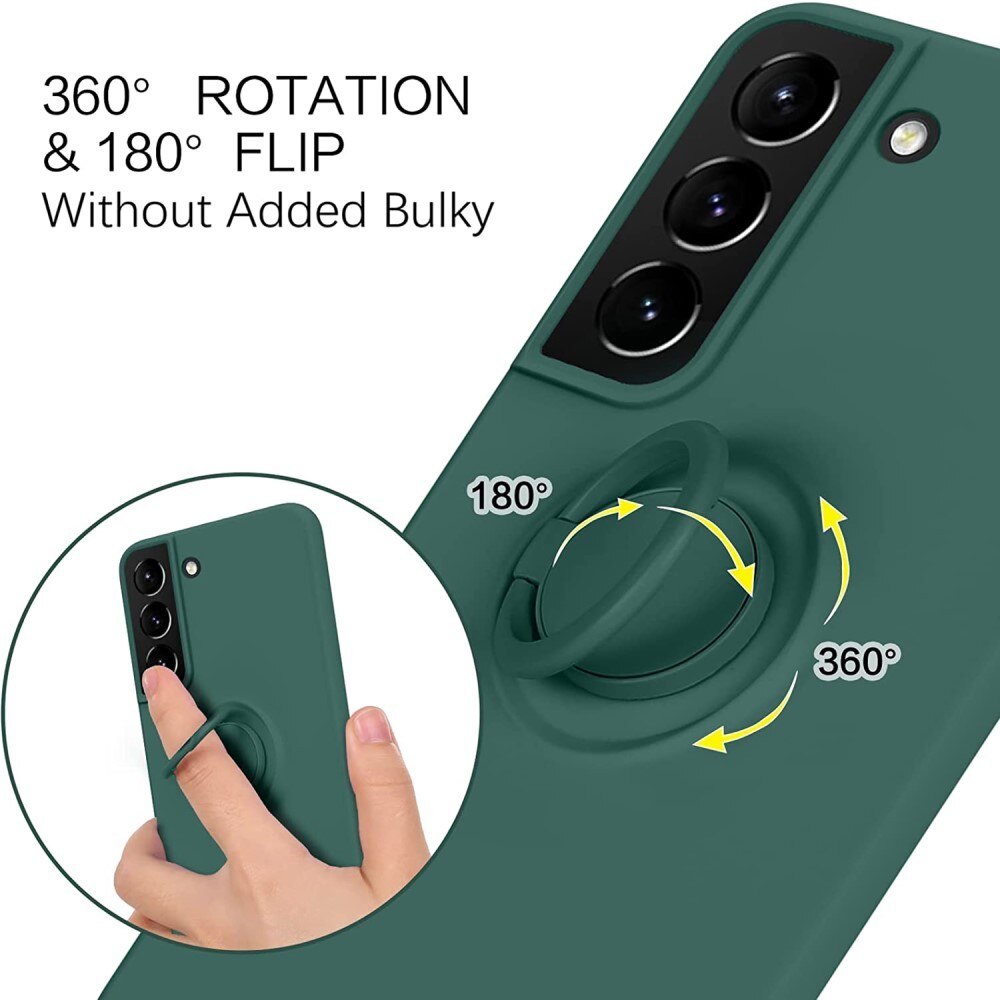 Husa de Protectie, Flippy, pentru Samsung Galaxy A52, Liquid Silicone Ring cu Suport Rotativ, Albastru