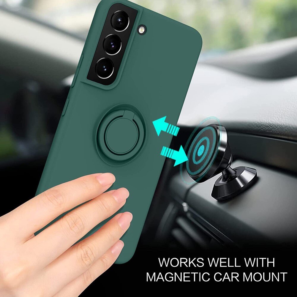 Husa de Protectie, Flippy, pentru Samsung Galaxy A52, Liquid Silicone Ring cu Suport Rotativ, Albastru