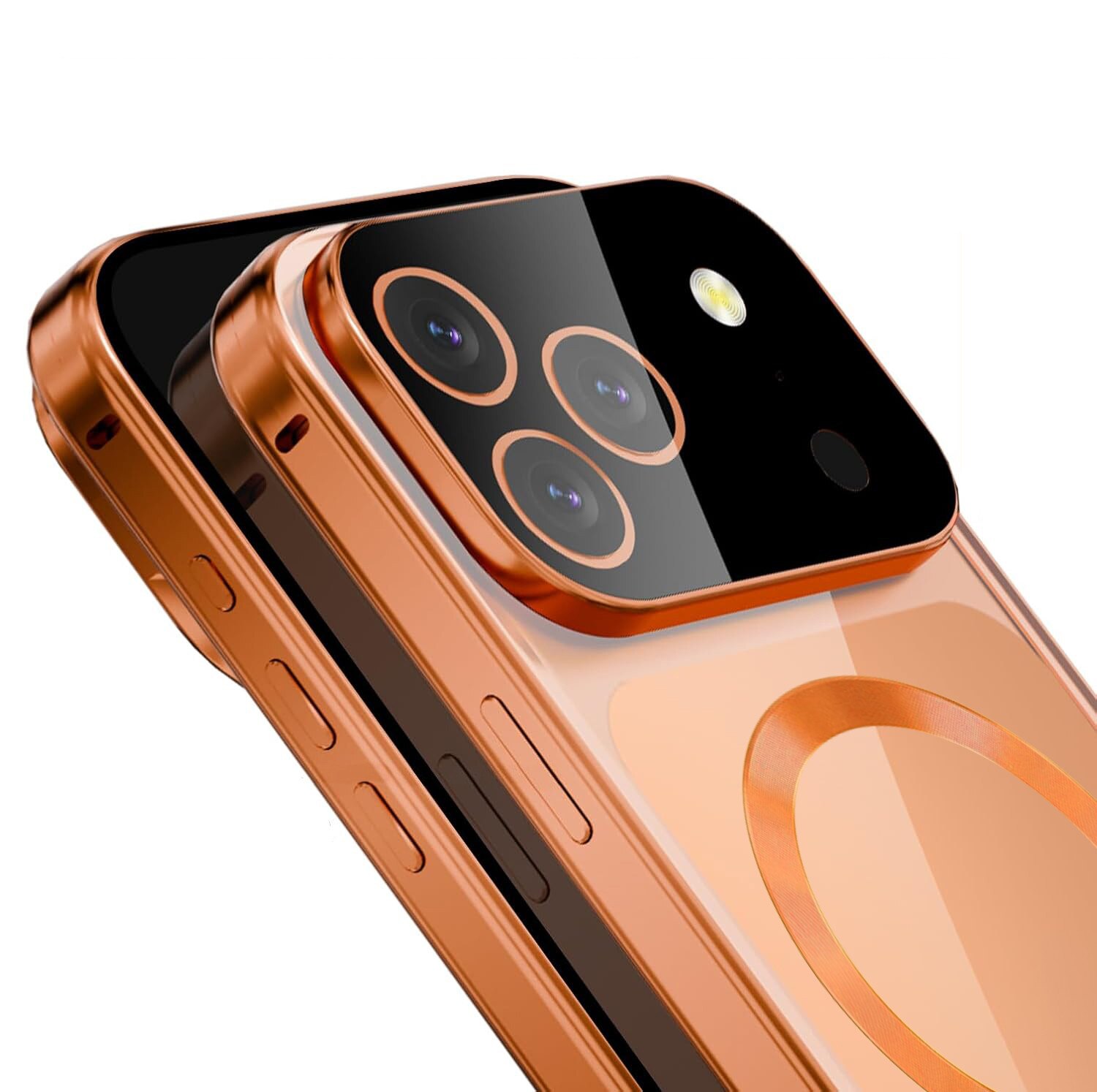 Husa pentru iPhone 17 Pro, Magnetic Dual Glass, pentru MagSafe, portocalie