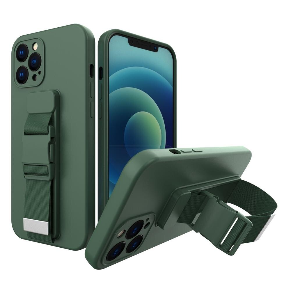 Husa telefon Hurtel Rope Case, cu banda reglabila, verde inchis, compatibil cu iPhone 11 Pro Max