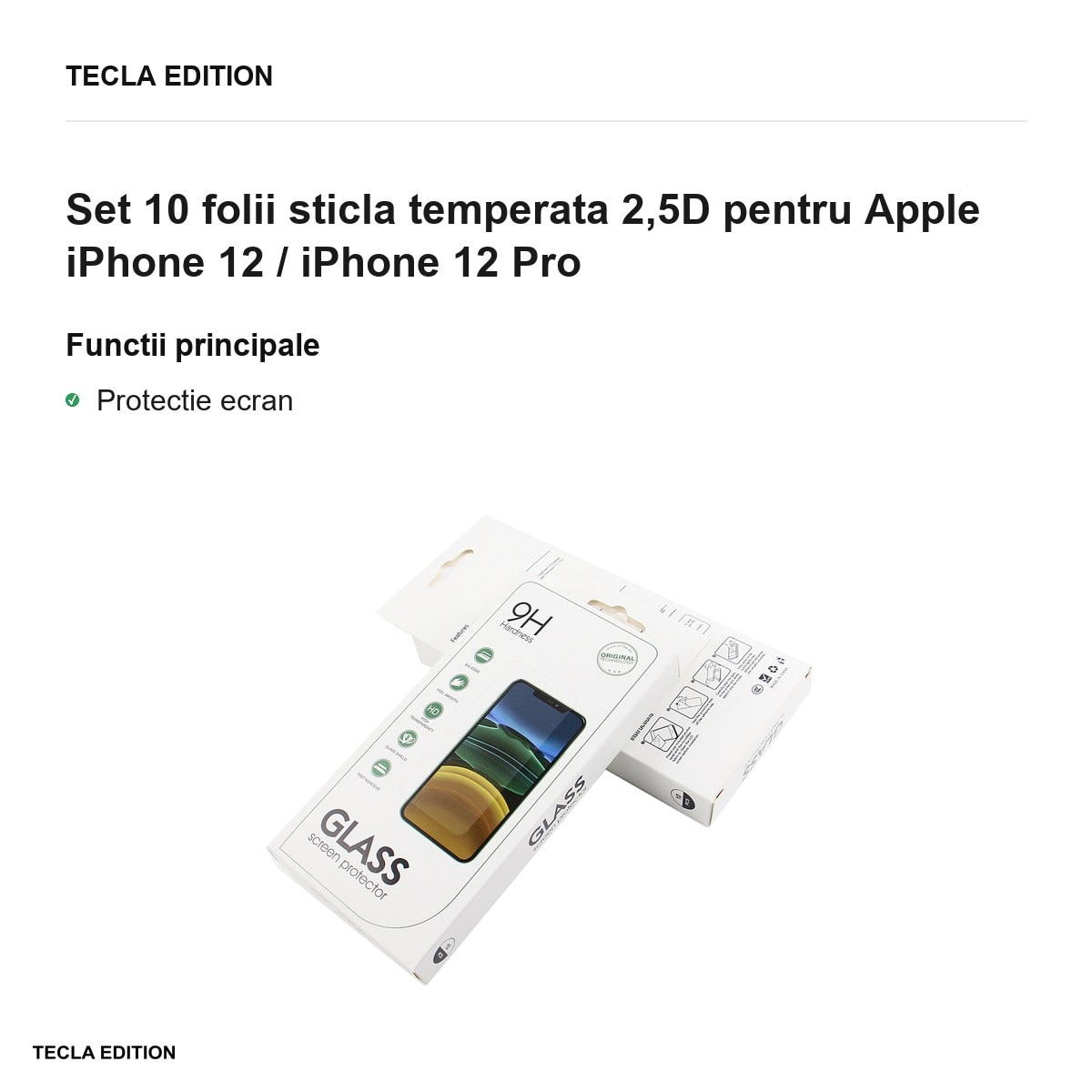 Set 10 folii sticla temperata 2,5D pentru Apple iPhone 12 / iPhone 12 Pro