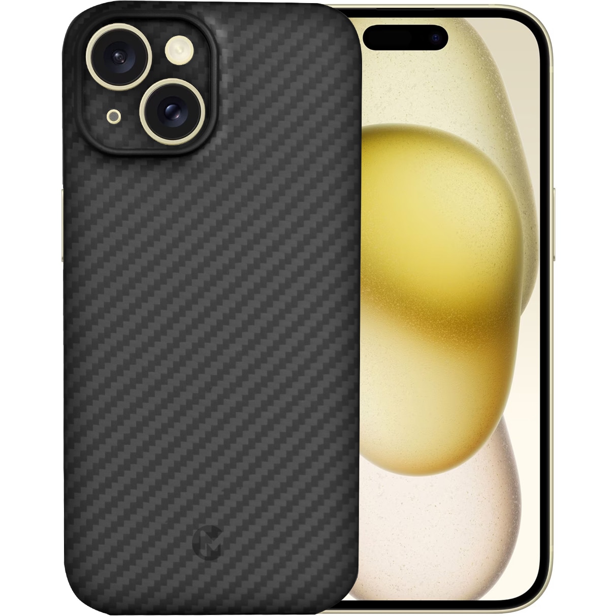 Husa de protectie Premium MProtect® Kevlar pentru Apple iPhone 15 Plus, Fibra de Aramida, MagSafe, Antisoc, Protectie camera, Ultra Safe, Carbon
