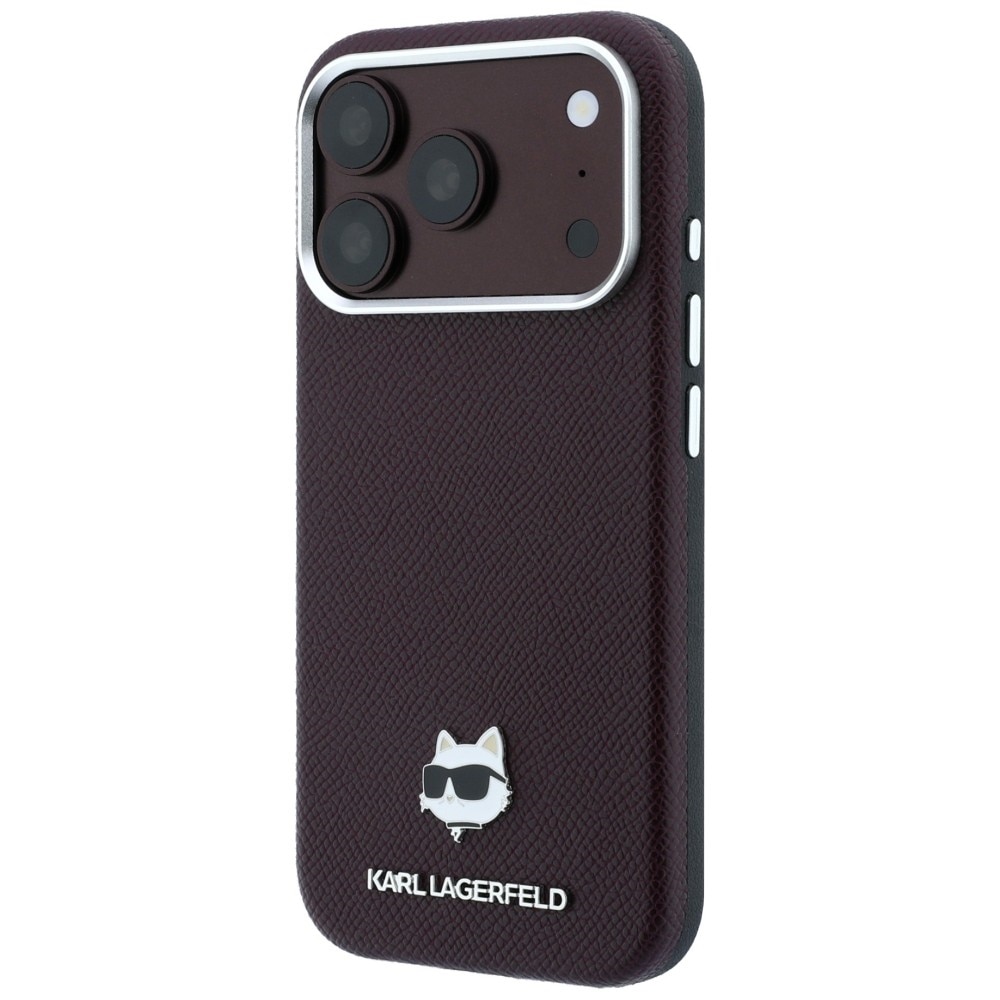 Husa Karl Lagerfeld Grained Choupette Head Metal cu MagSafe compatibila cu iPhone 18 Pro / 17 Pro, Mov
