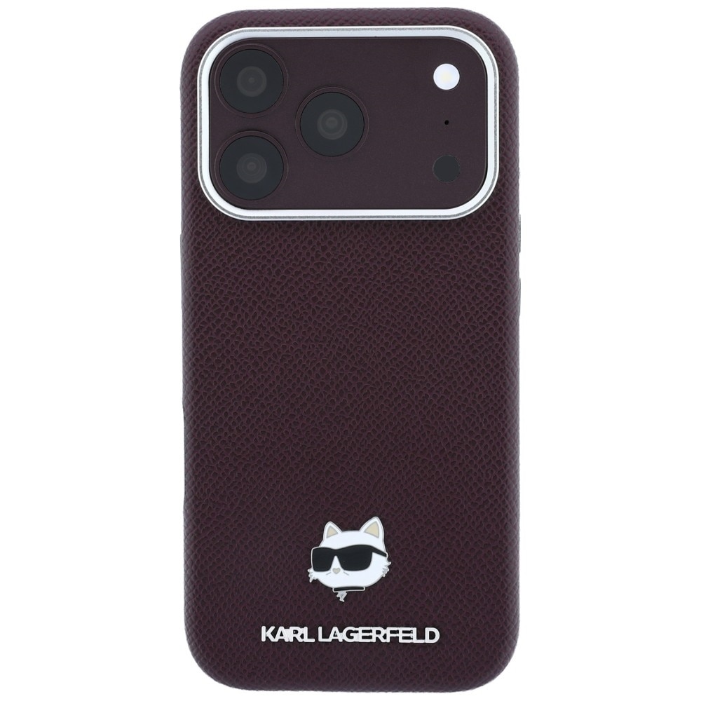 Husa Karl Lagerfeld Grained Choupette Head Metal cu MagSafe compatibila cu iPhone 18 Pro / 17 Pro, Mov