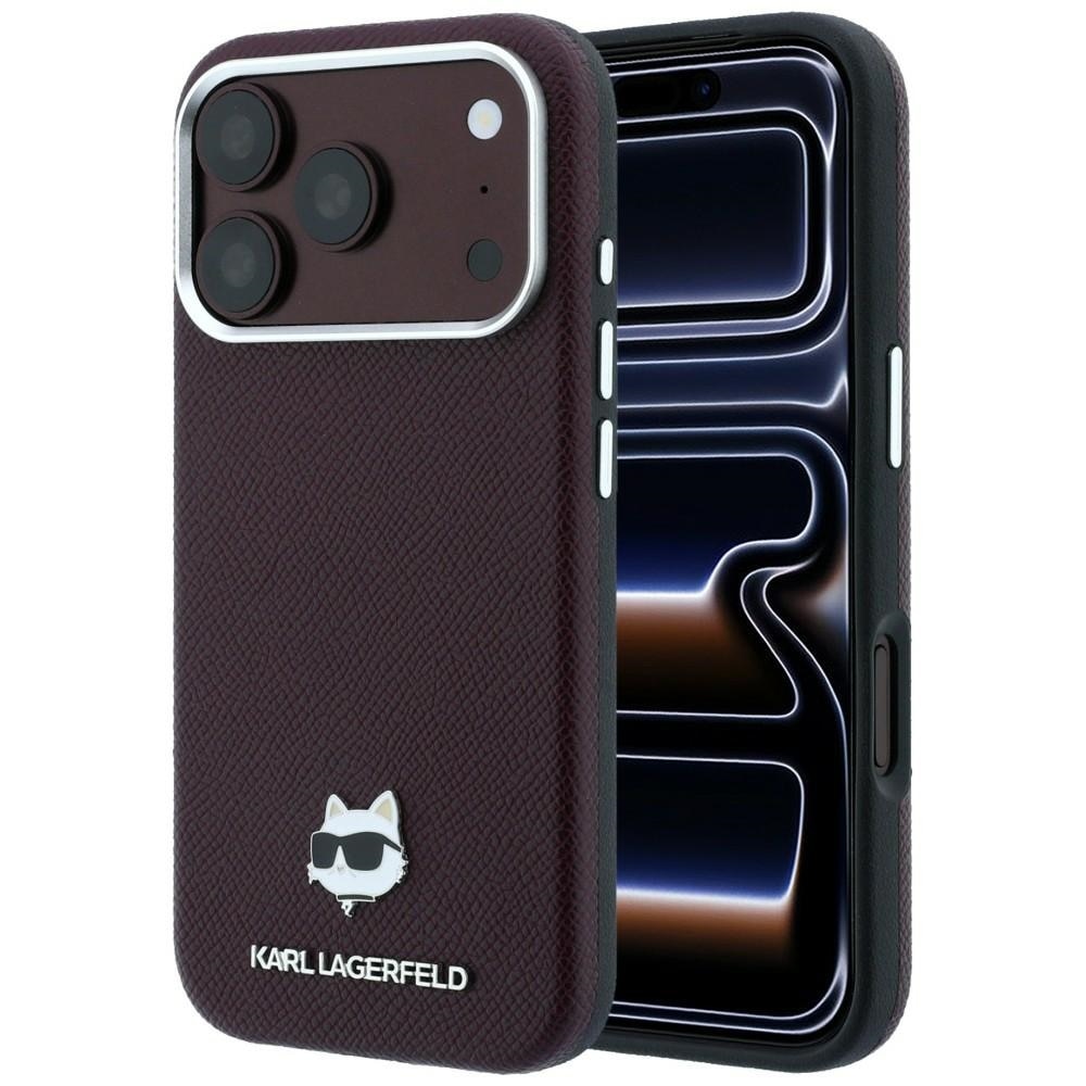 Husa Karl Lagerfeld Grained Choupette Head Metal cu MagSafe compatibila cu iPhone 18 Pro / 17 Pro, Mov