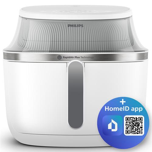 Friteuza cu aer cald Philips NA341/10 seria 3000, afisaj digital, 2000 W, 7.2L, Tehnologia RapidAir Plus, Fereastra de gatit, 16 functii de gatit in 1, 12 programe presetate, curatare usoara (Alb)