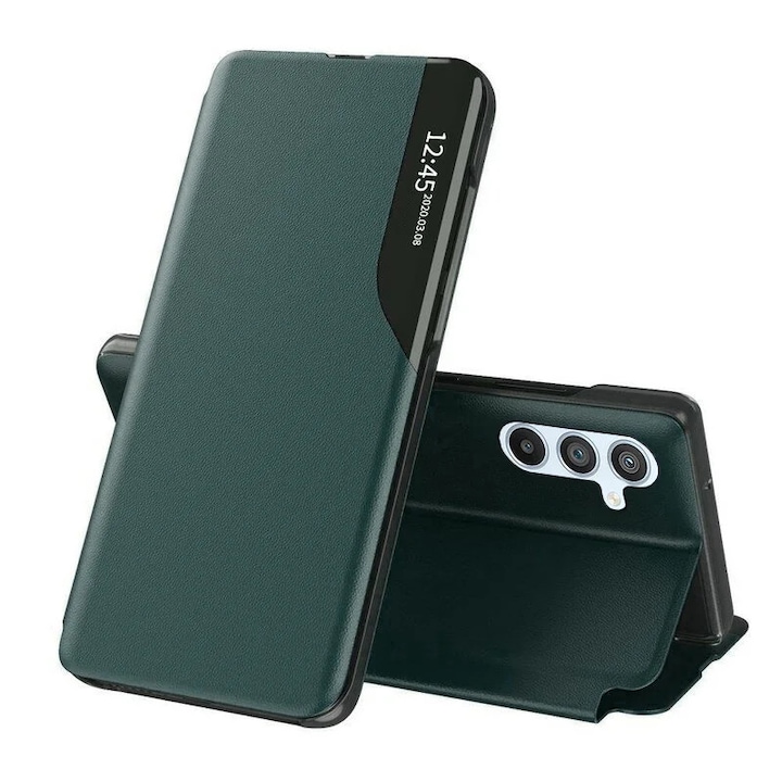 Husa pentru Samsung Galaxy A54, SKYDDAR INNOVATION, eFold, tip carte, set cu sticker, Verde
