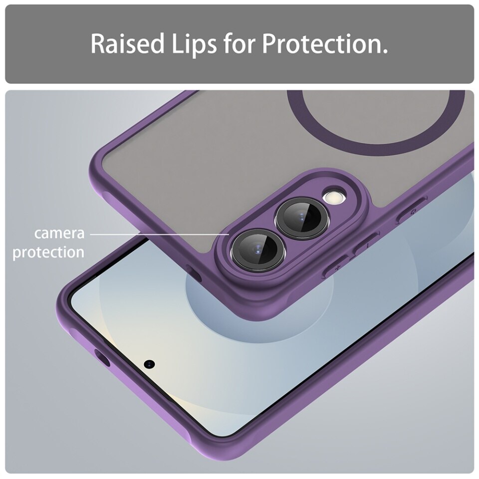 Husa pentru Samsung Galaxy S25 Edge, SKYDDAR INNOVATION, HaloFrost MagSafe II, Antisoc, set cu sticker, Mov