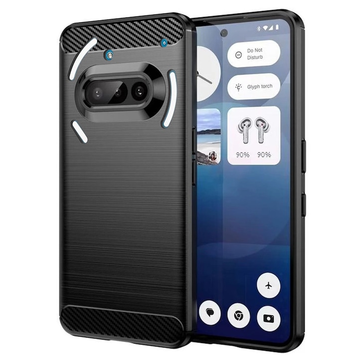 Husa pentru Nothing Phone (3a) - Techsuit Carbon Silicone - Black