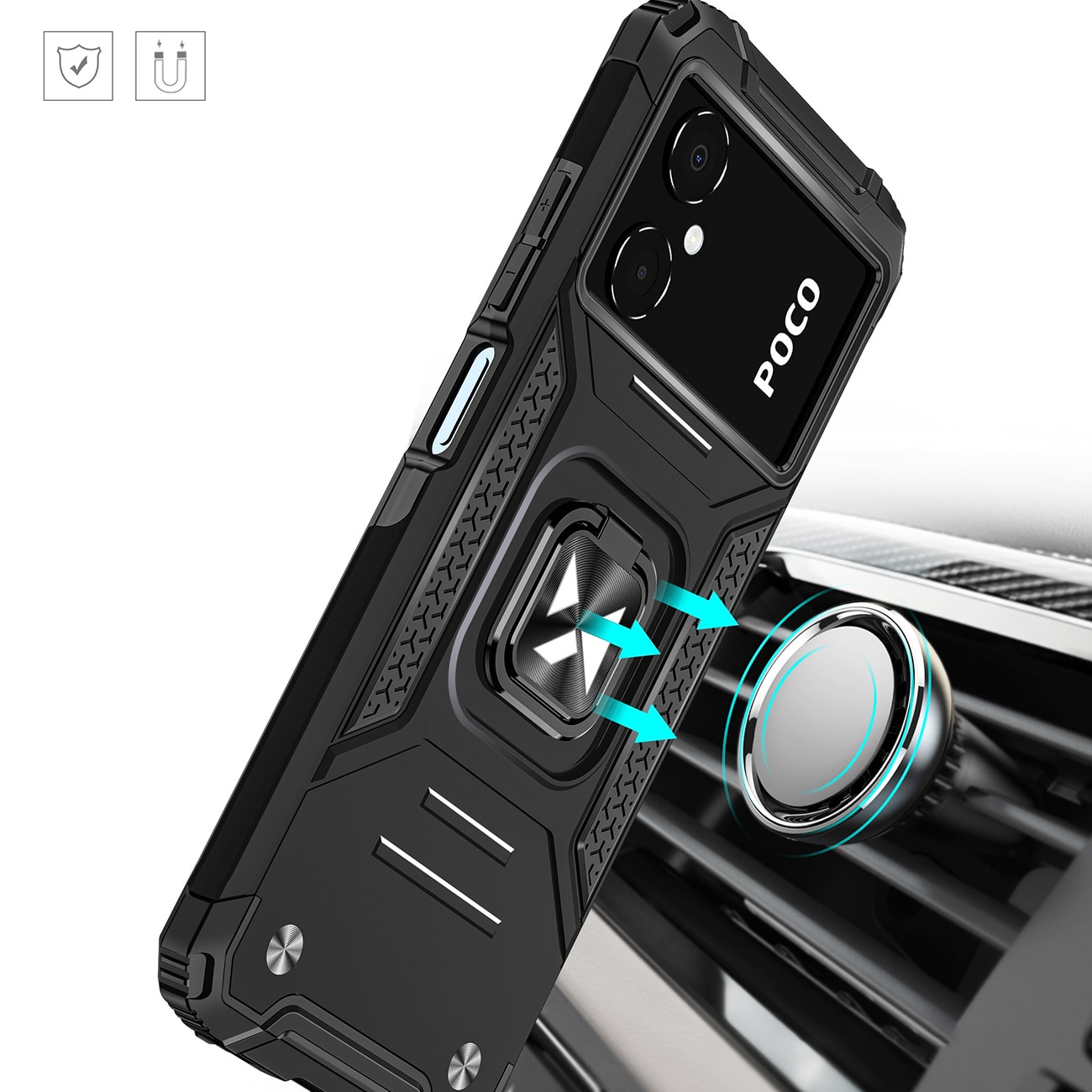 Carcasa Wozinsky Ring Armor compatibila cu Samsung Galaxy A03, Functie magnetica, Black