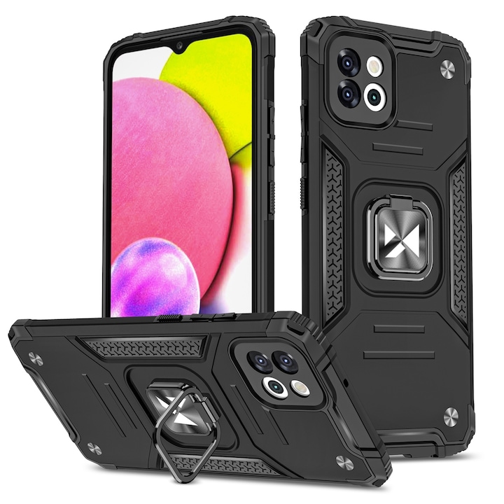 Carcasa Wozinsky Ring Armor compatibila cu Samsung Galaxy A03, Functie magnetica, Black