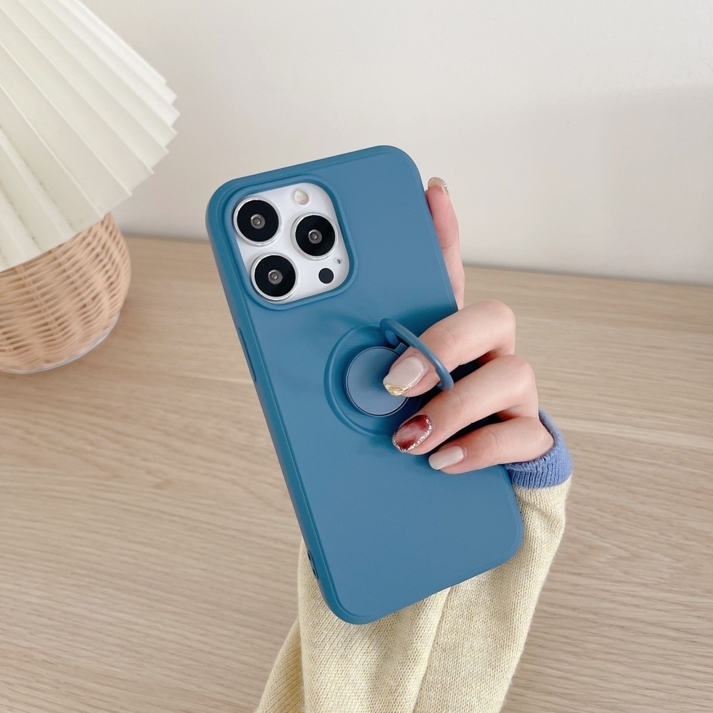 Husa protectie Flippy compatibila cu Apple iPhone XR Liquid Silicone Ring cu suport rotativ Albastru