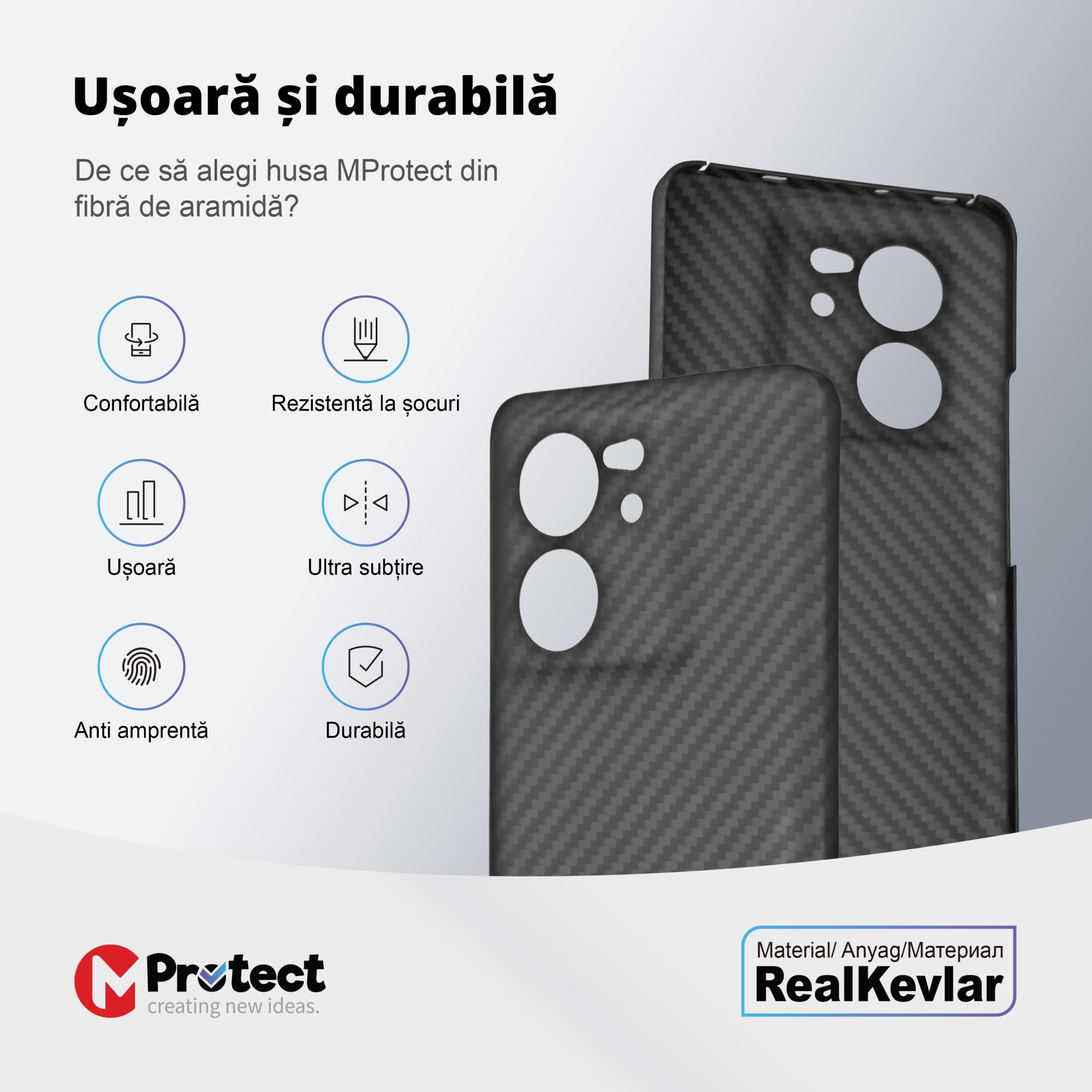 Husa de protectie Premium MProtect® Kevlar pentru Xiaomi 13T/ 13T Pro, Fibra de Aramida, Antisoc, Protectie camera, Ultra Safe, Carbon