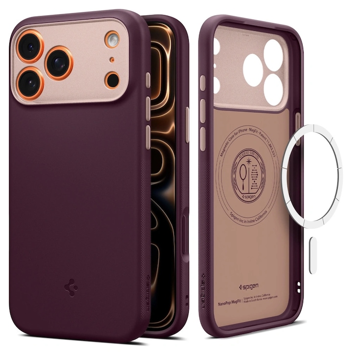 Husa compatibila cu Samsung iPhone 17 Pro, Spigen, Caseology Nano Pop MagSafe (ACS10327), bordo