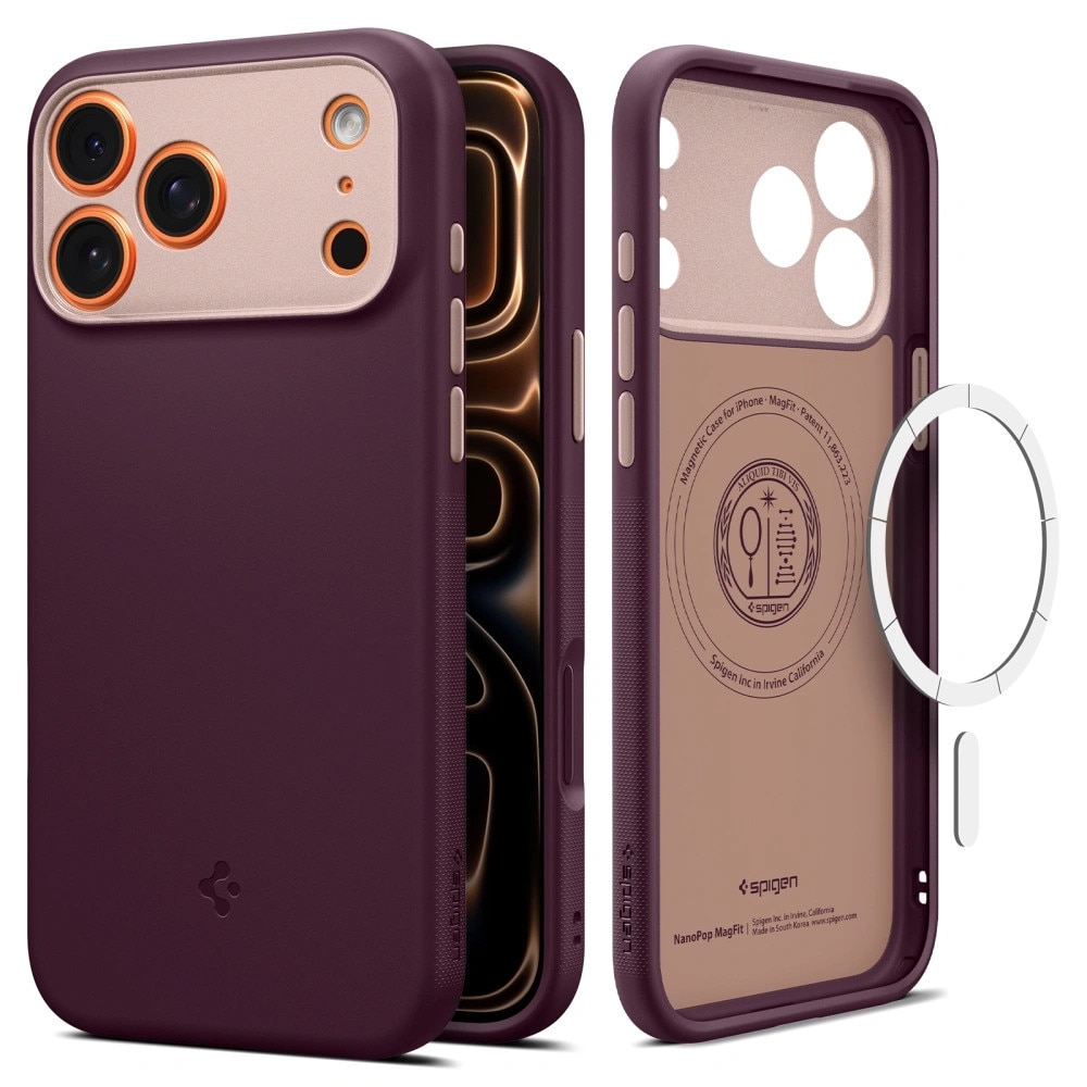 Husa compatibila cu Samsung iPhone 17 Pro, Spigen, Caseology Nano Pop MagSafe (ACS10327), bordo