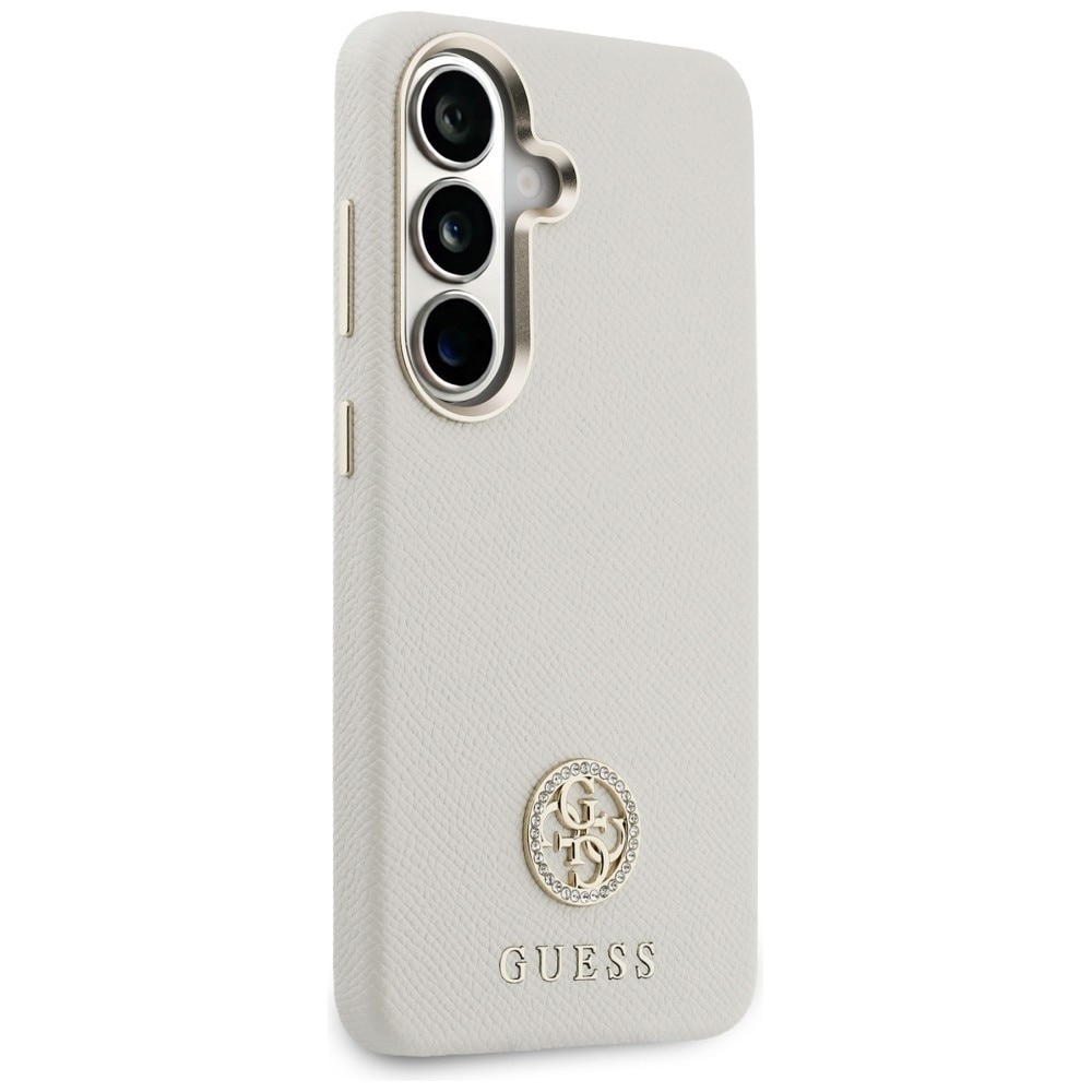 Carcasa Guess Rhinestone Round Logo cu MagSafe compatibila cu Samsung Galaxy S26, Bej