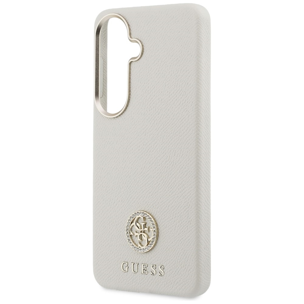 Carcasa Guess Rhinestone Round Logo cu MagSafe compatibila cu Samsung Galaxy S26, Bej
