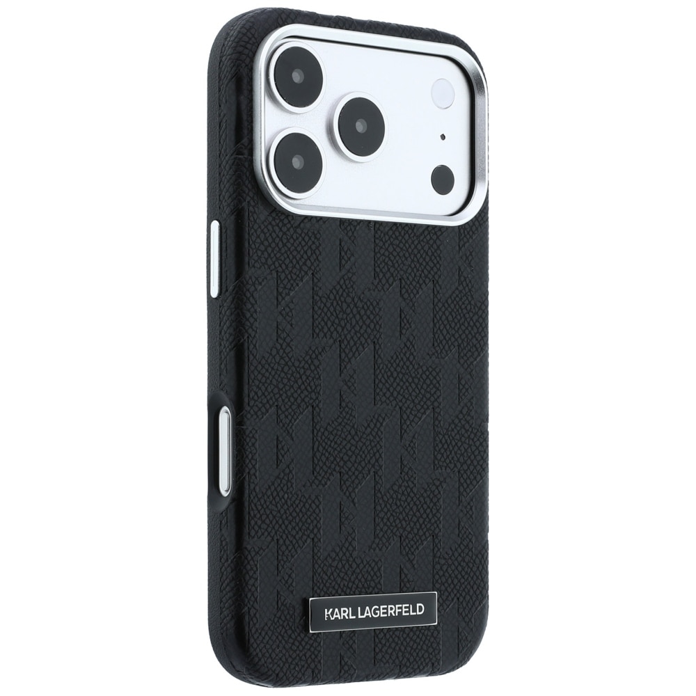 Husa Karl Lagerfeld Grained Mono Resin Logo cu MagSafe compatibila cu iPhone 18 Pro / 17 Pro, Negru