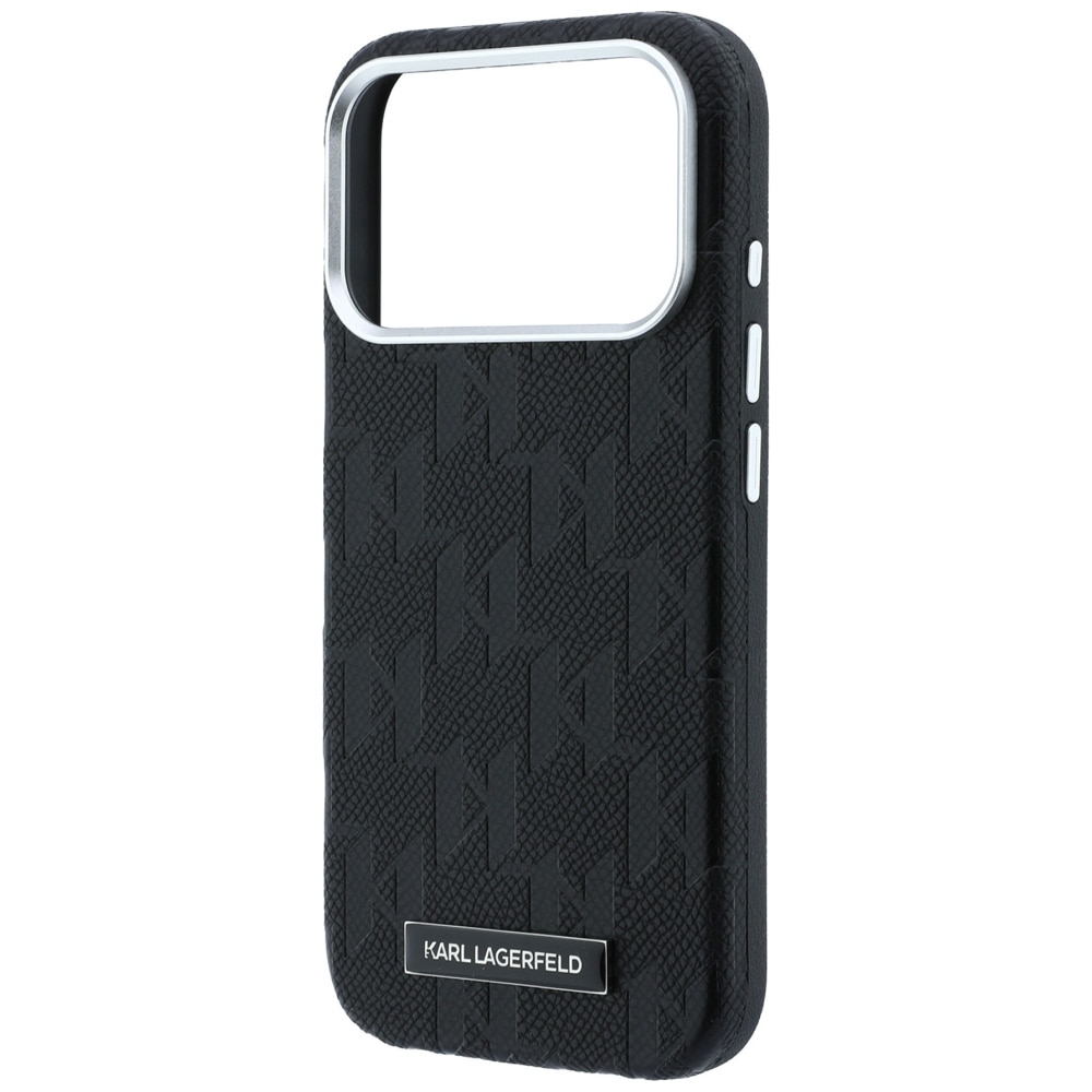 Husa Karl Lagerfeld Grained Mono Resin Logo cu MagSafe compatibila cu iPhone 18 Pro / 17 Pro, Negru