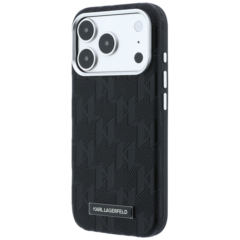 Husa Karl Lagerfeld Grained Mono Resin Logo cu MagSafe compatibila cu iPhone 18 Pro / 17 Pro, Negru