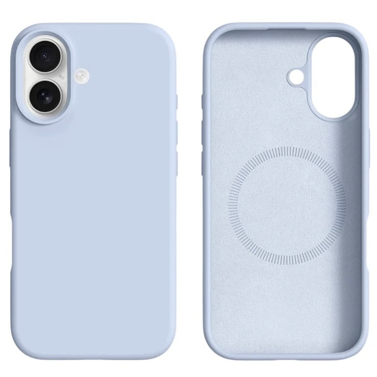 Husa mata din silicon cu microfibra, compatibila Magsafe pentru iPhone 17 / Albastru