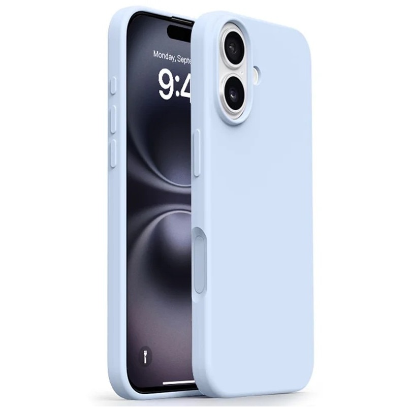 Husa mata din silicon cu microfibra, compatibila Magsafe pentru iPhone 17 / Albastru
