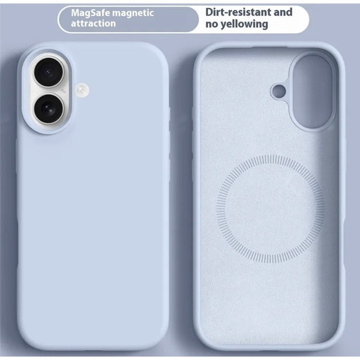 Husa mata din silicon cu microfibra, compatibila Magsafe pentru iPhone 17 / Albastru