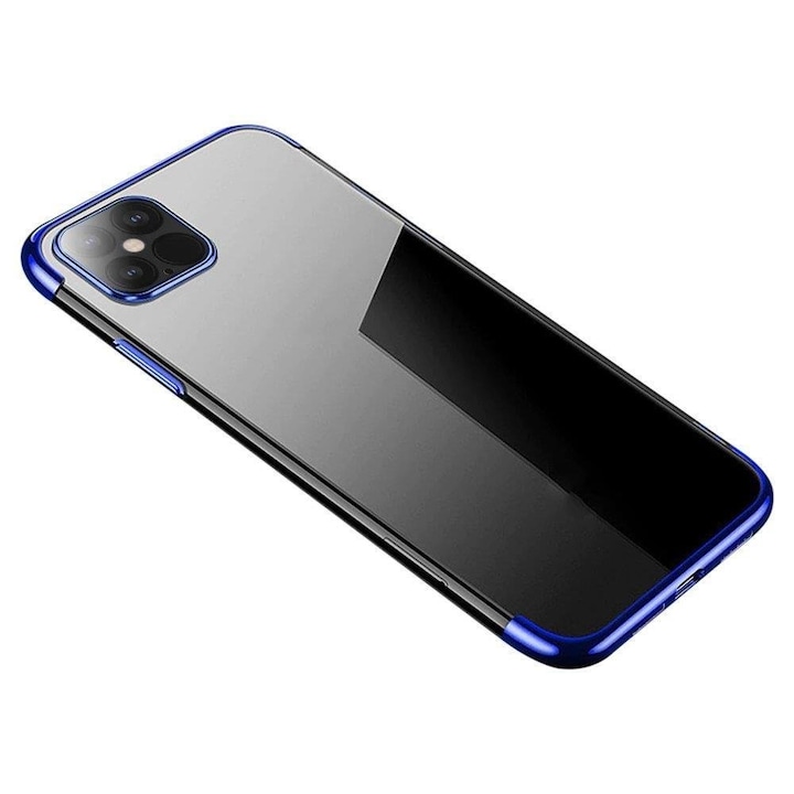Husa Clear Color husa husa gel cu cadru metalic compatibil cu Samsung Galaxy S22 Ultra albastru