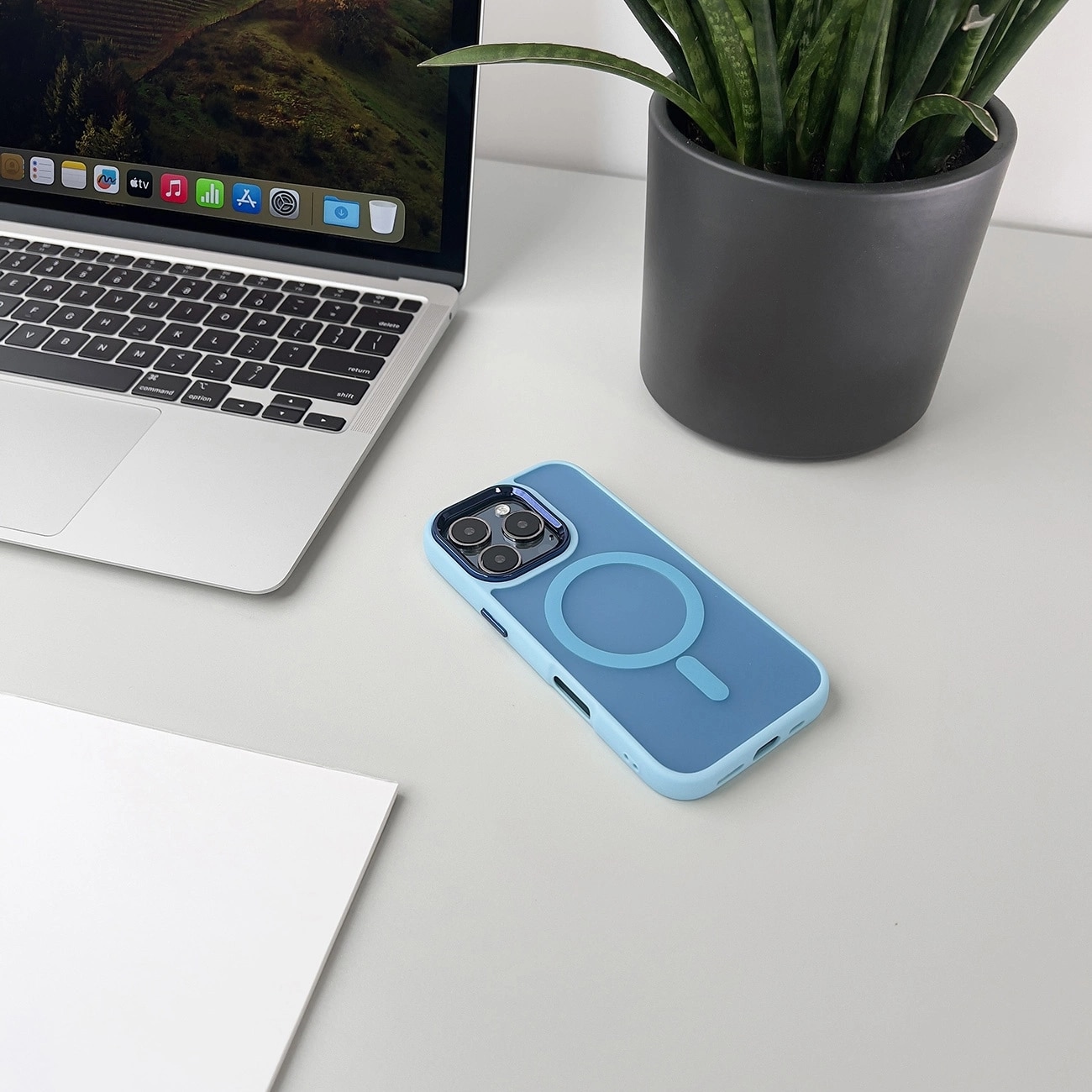 Carcasa Wozinsky Fashion Case MagSafe compatibila cu Samsung Galaxy S24 FE Blue