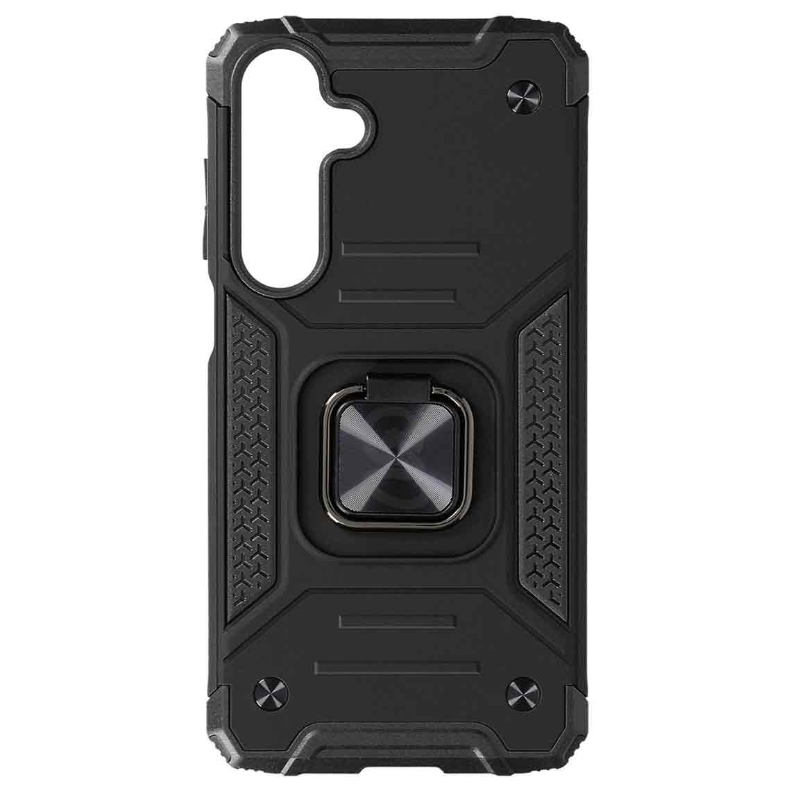 Husa pentru Samsung Galaxy S24, Hybrid Armor Dual, Anti-Soc, cu Inel Rotativ de prindere si functie Stand, compatibila cu Suport Auto magnetic, Nitro iShield, Neagra