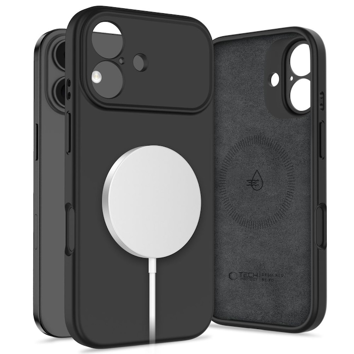 Carcasa Tech-Protect Silicone cu Magsafe compatibila cu iPhone 17, Negru