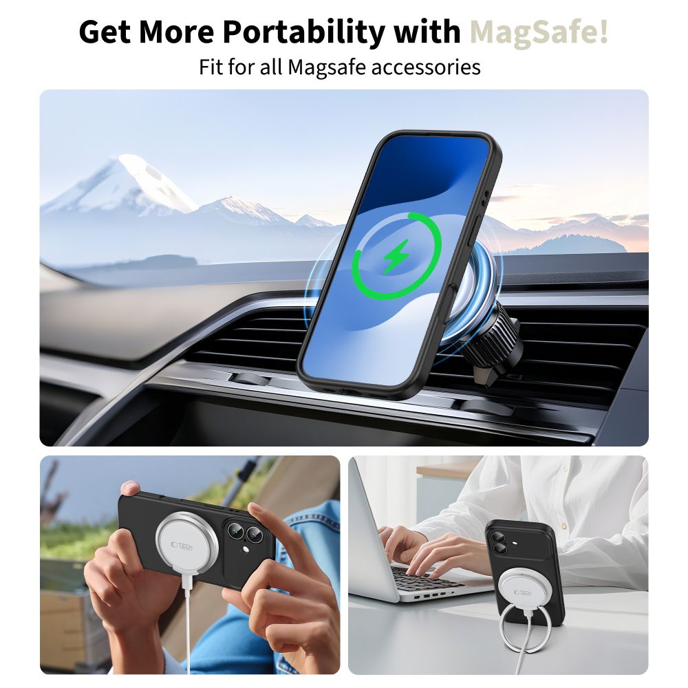 Carcasa Tech-Protect Silicone cu Magsafe compatibila cu iPhone 17, Negru