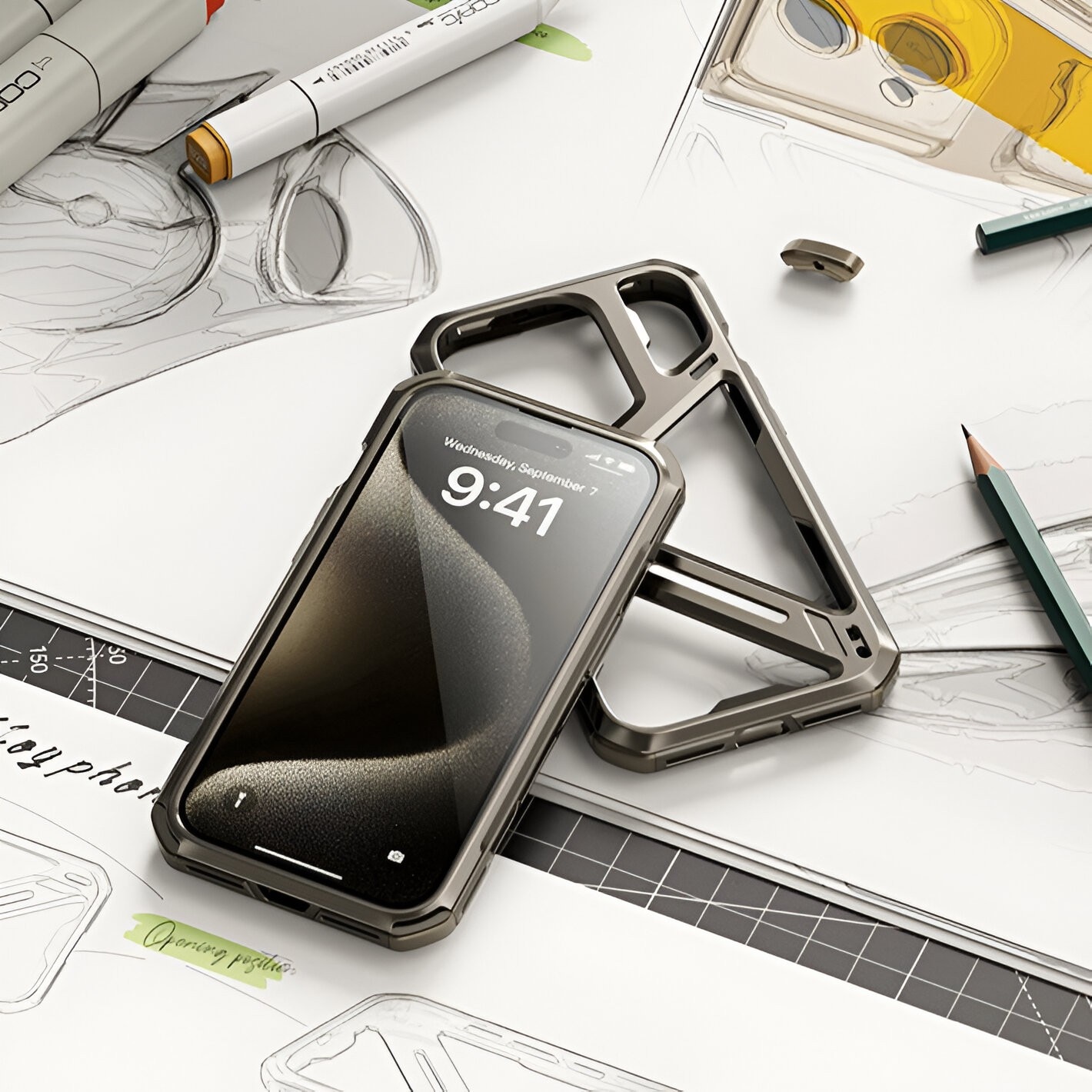Husa de Protectie Armor Metal Compatibila cu iPhone 15 Pro Max, Antizgariere, Antisoc, Protectie Sup