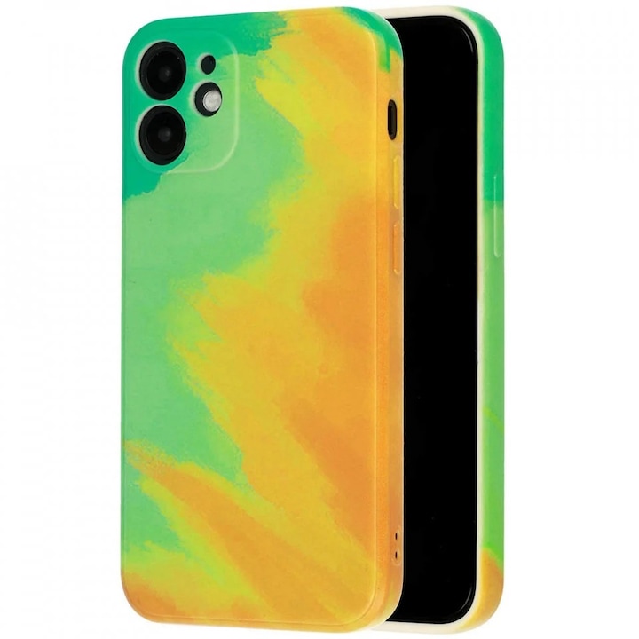 Husa protectie compatibila cu Apple iPhone XR Tpu Ombre, Verde/Portocaliu