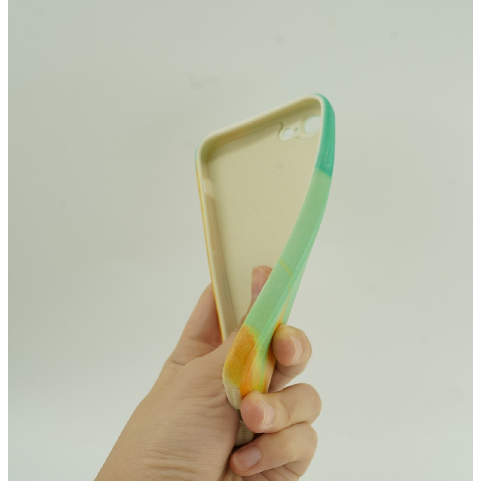 Husa protectie compatibila cu Apple iPhone XR Tpu Ombre, Verde/Portocaliu